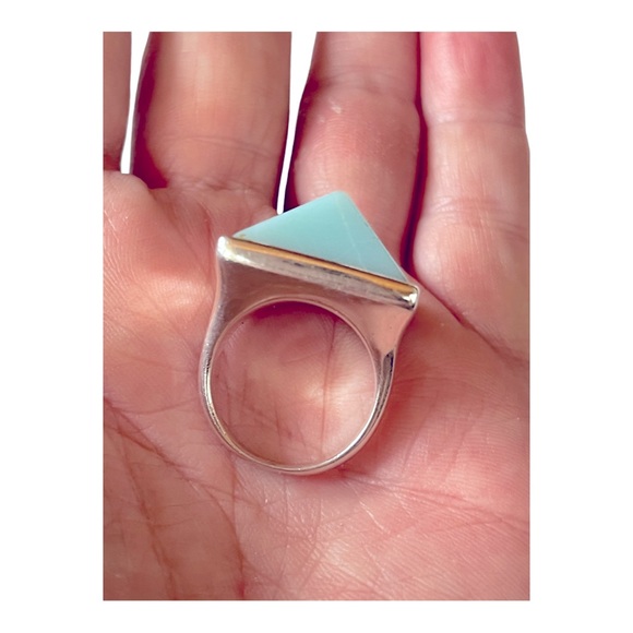 Designer Statement Ring! Heavy Sterling with Pyramid Chalcedony 20mm square! - Picture 8 of 10